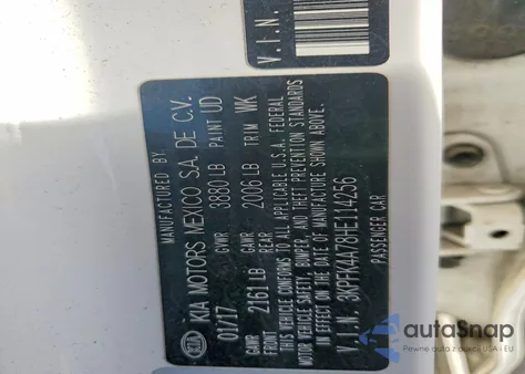 2017 Kia Forte Lx z USA, uszkodzony, nr VIN 3KPFK4A78HE114256